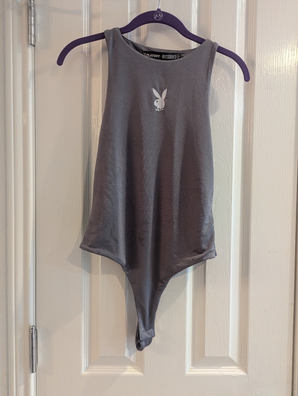 Playboy X Misguided Metallic Grey Bodysuit